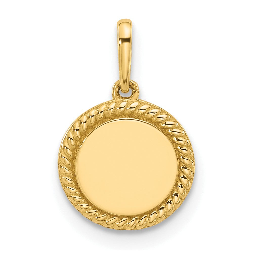 14K Polished Round with Rope Border Charm