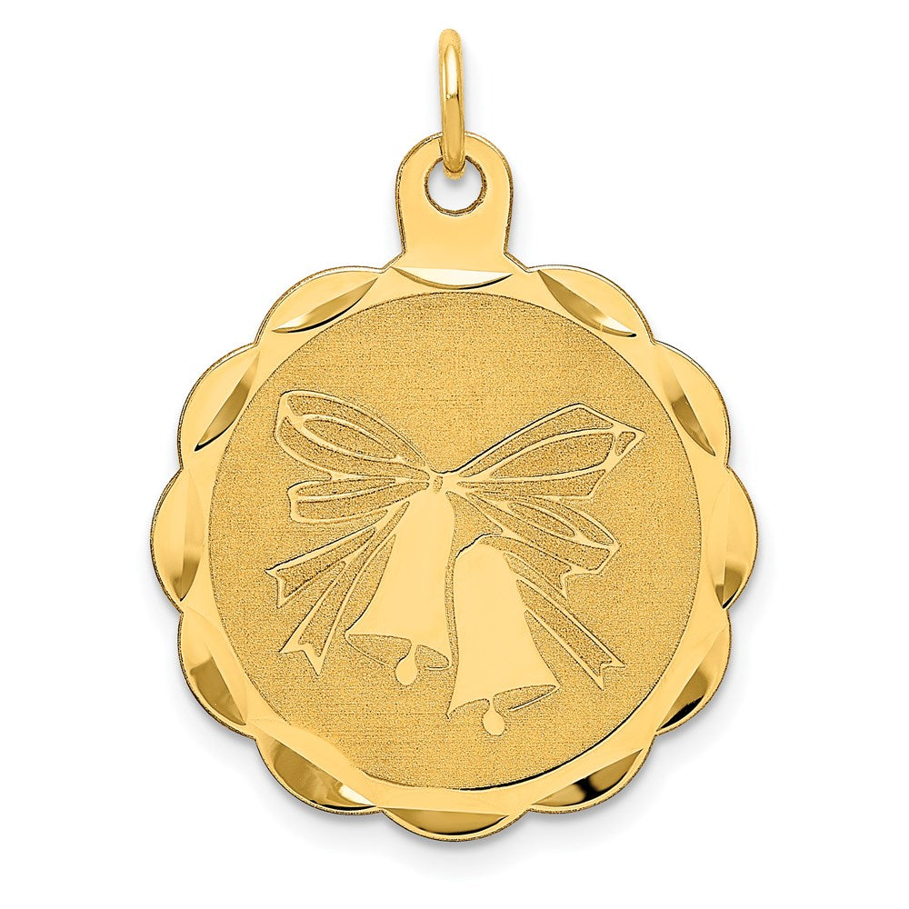 14k Wedding Bells Engraveable Disc Charm