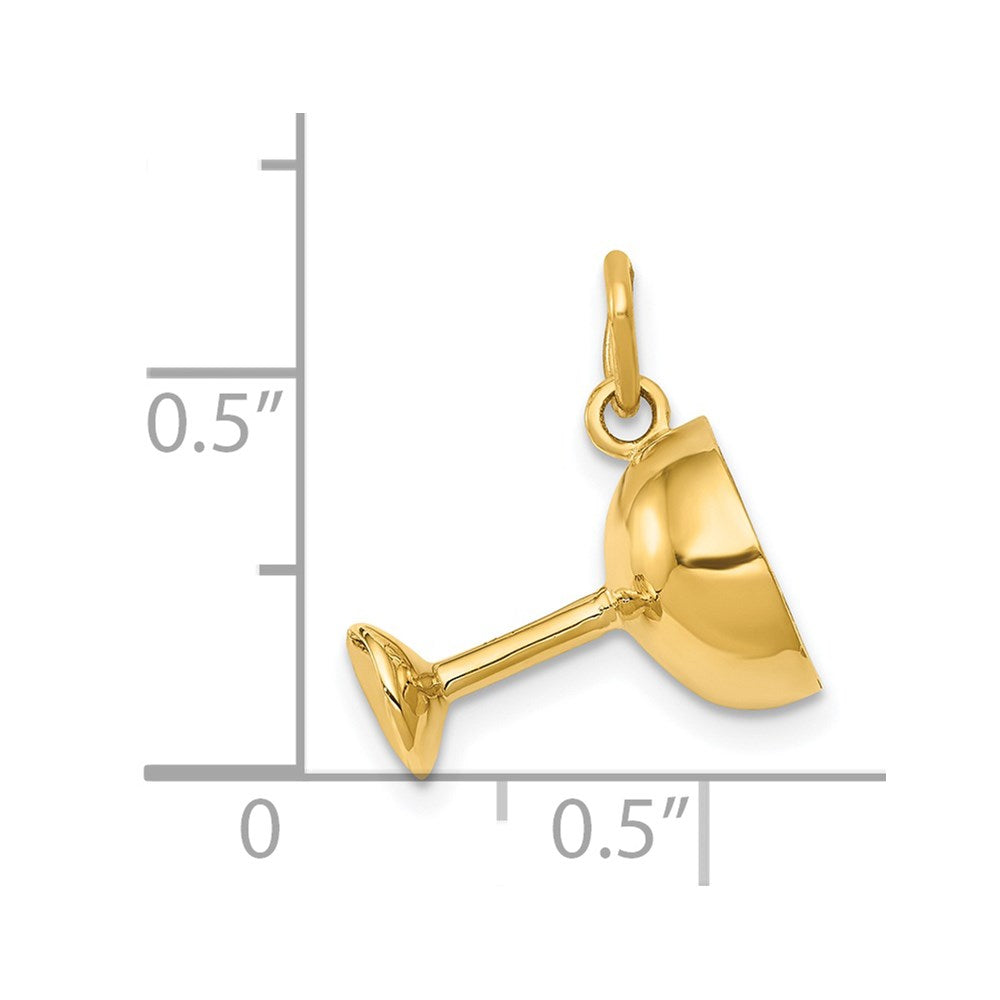 14k 3D Champagne Glass Charm