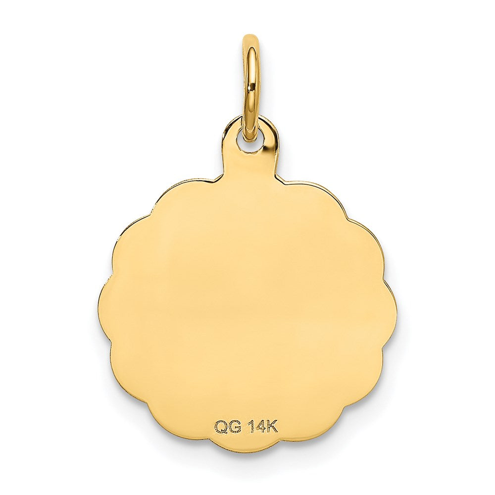 14k Polished IT’S A BOY Scalloped Disc Charm