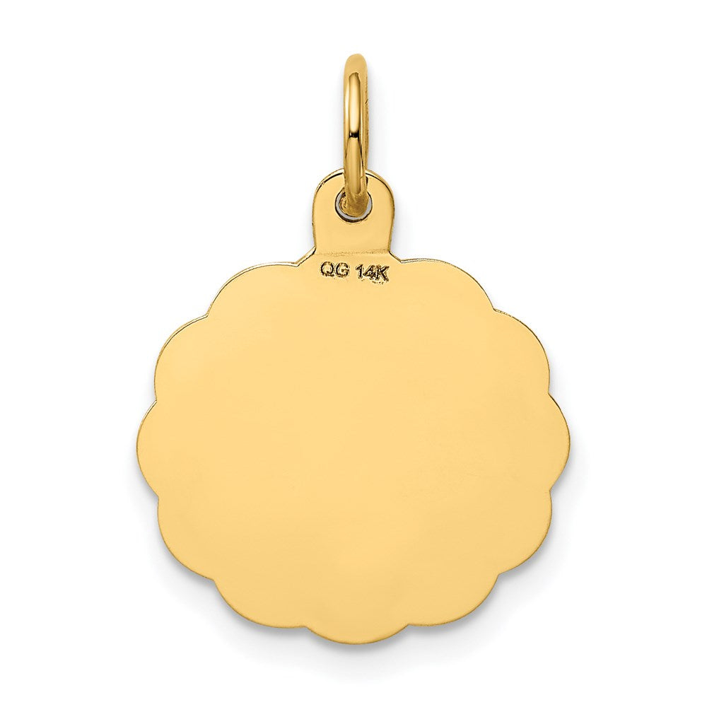 14k Polished IT’S A GIRL Scalloped Disc Charm