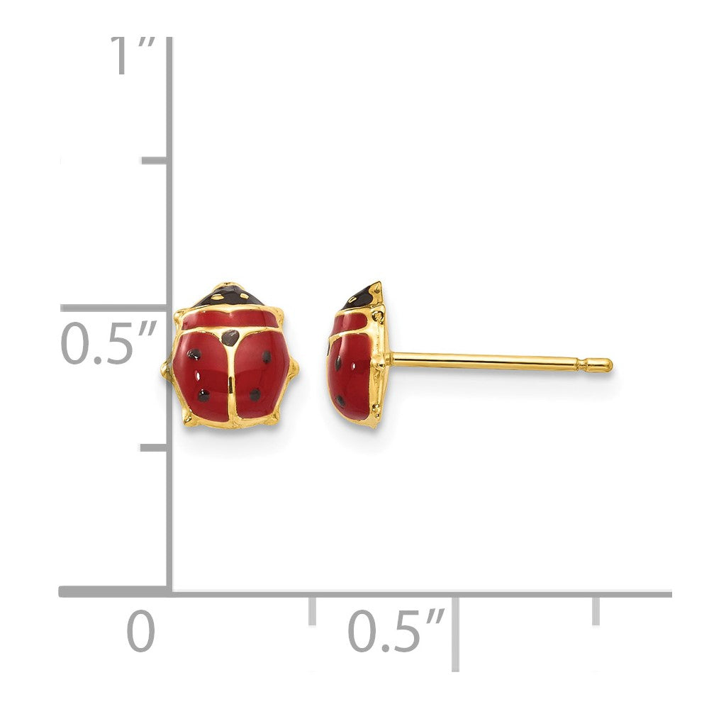 14k Enameled Ladybug Post Earrings