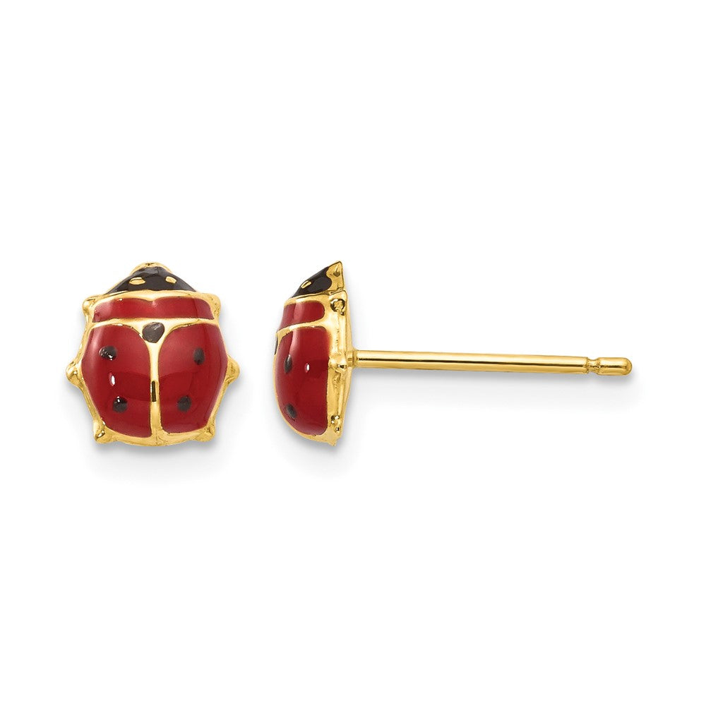 14k Enameled Ladybug Post Earrings