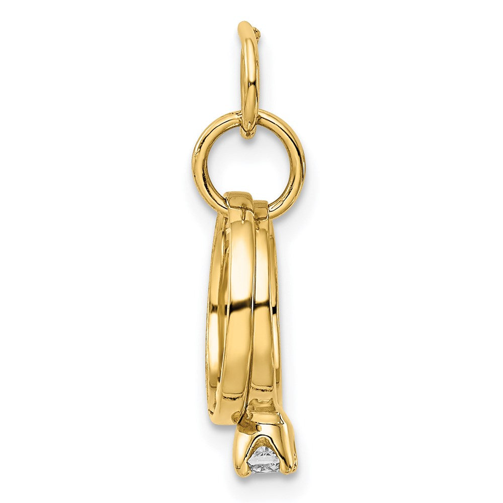 14k White Gold Polished 3D CZ Wedding Rings Charm