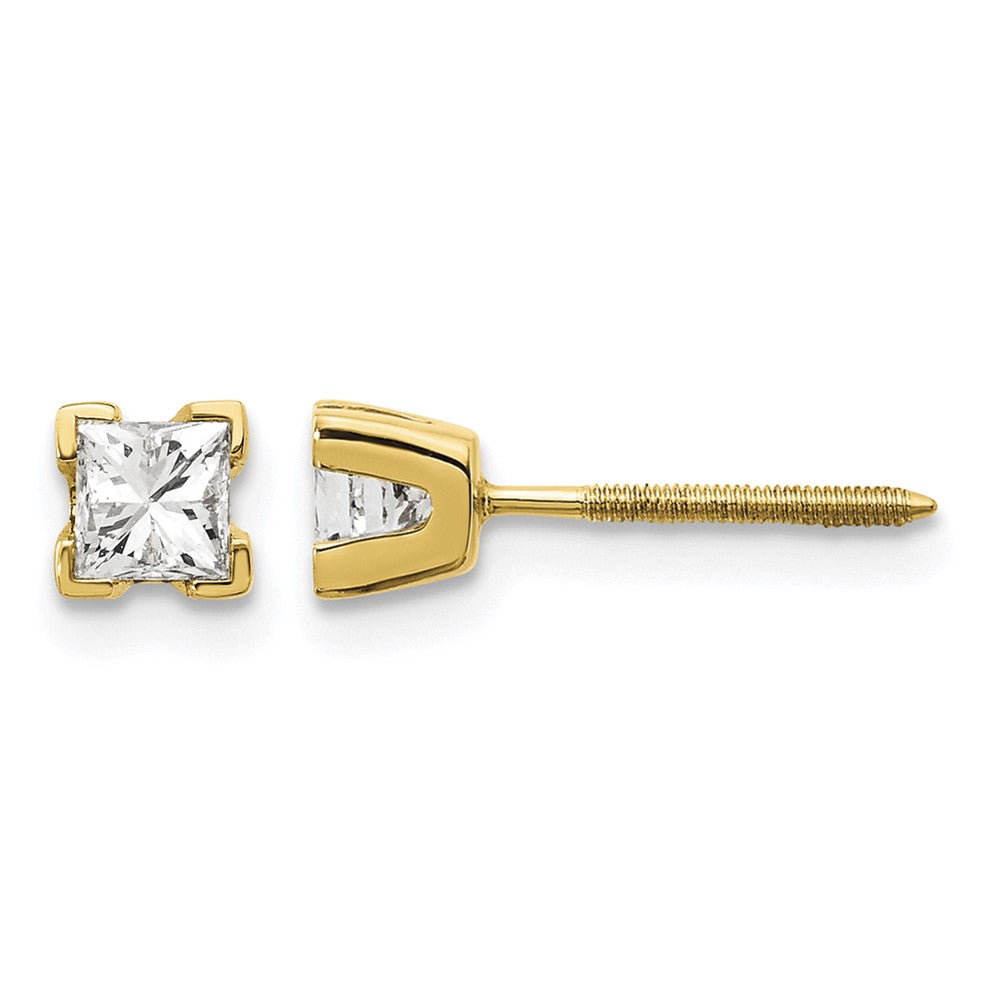 14k AA Quality Complete Princess-cut Diamond Stud Earrings