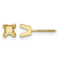 14k 3.75mm Princess-cut Stud Earring Mountings