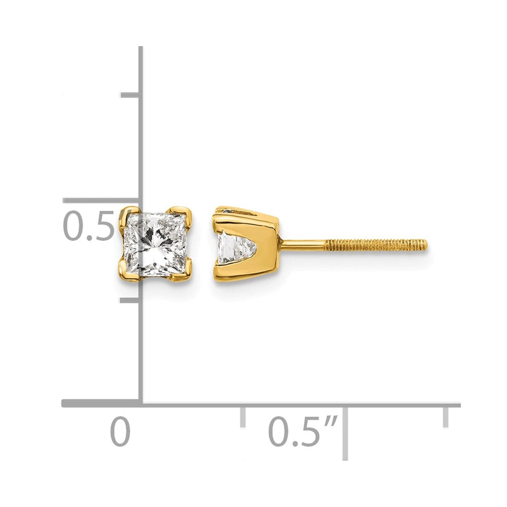 14k VS Quality Complete Princess-cut Diamond Earrings