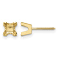 14k 4mm Princess-cut Stud Earring Mountings