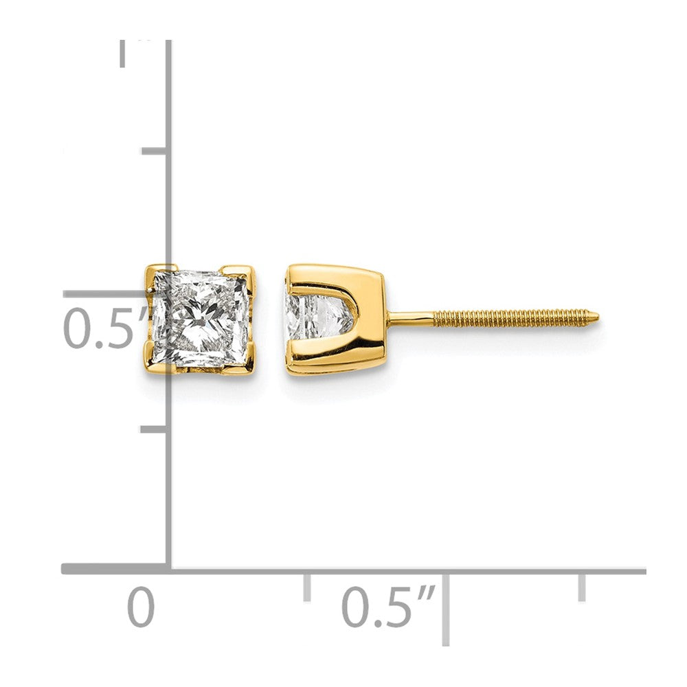 14k 1ct AA Quality Complete Princess-cut Diamond Stud Earrings