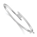 14k White Gold AAA Diamond Hinged Bangle