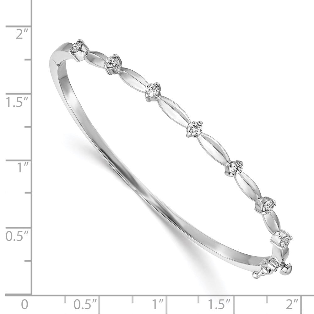 14k White Gold A Diamond Hinged Bangle