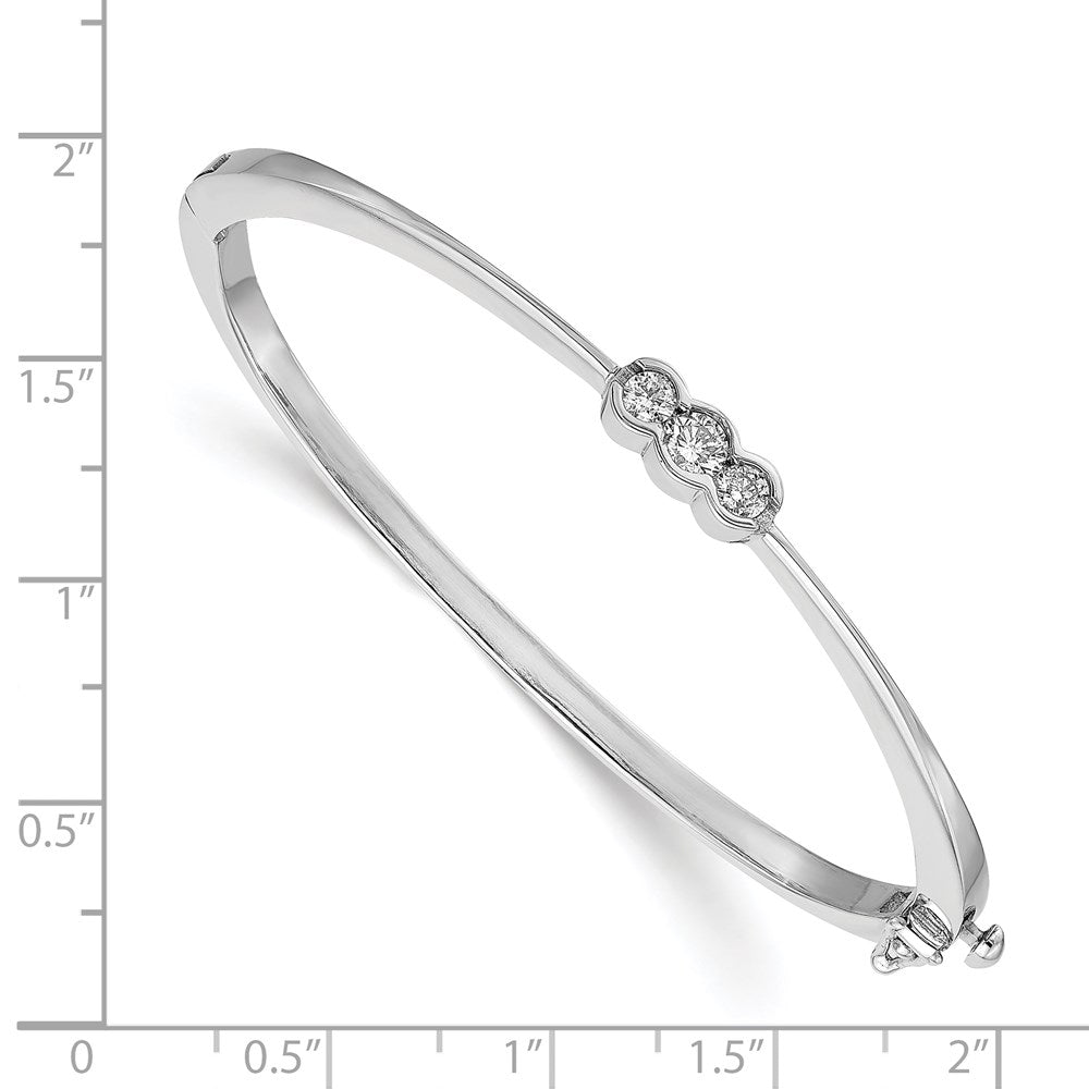 14k White Gold A Diamond Hinged Bangle