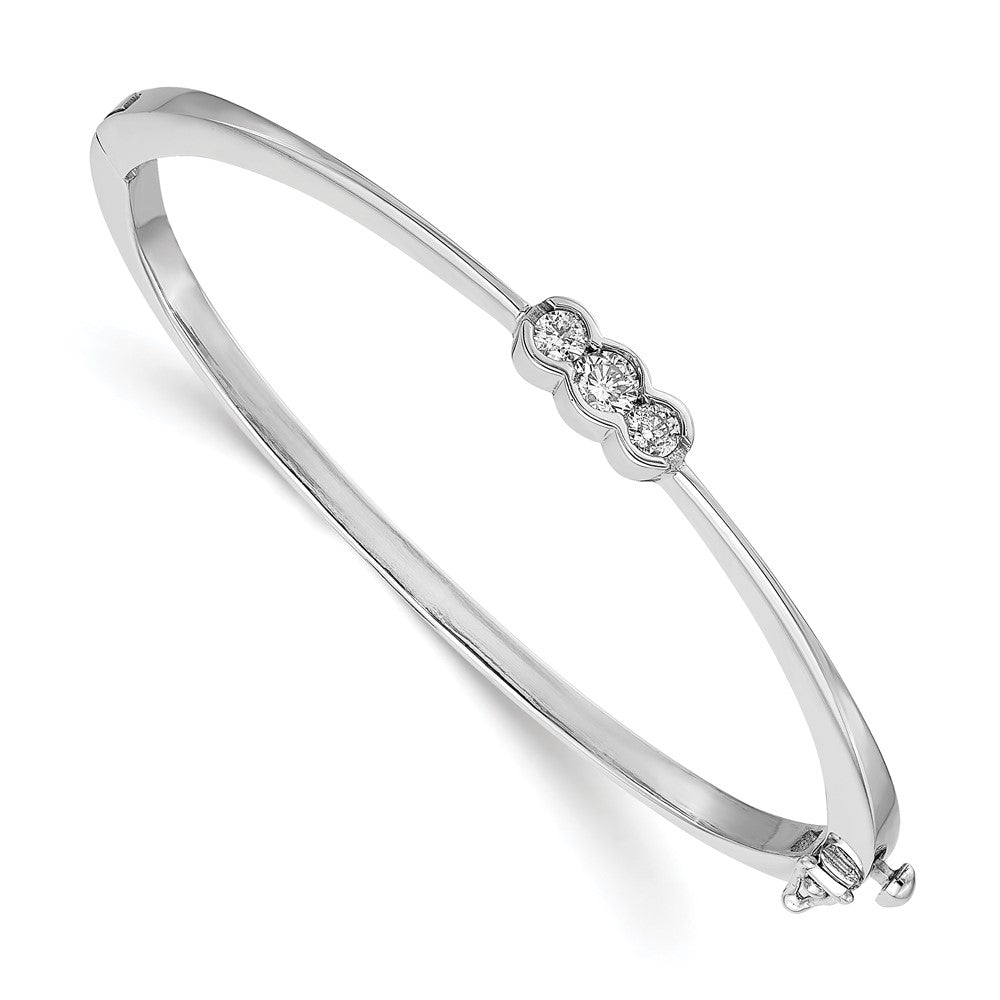 14k White Gold A Diamond Hinged Bangle