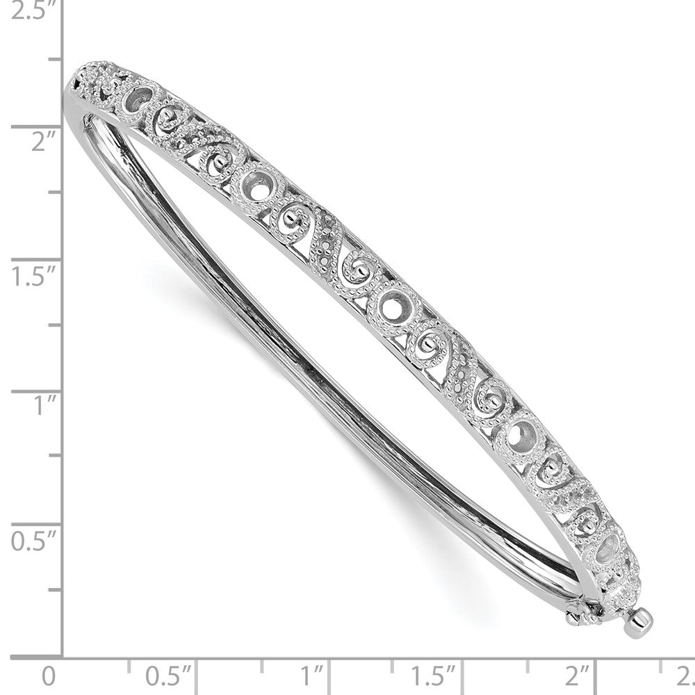 14k White Gold Hinged Swirl Design Bangle Mounting