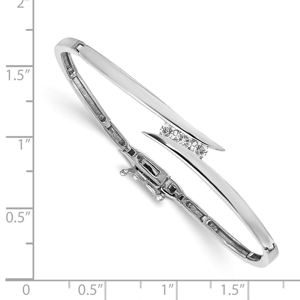 14k White Gold A Diamond Hinged Bangle