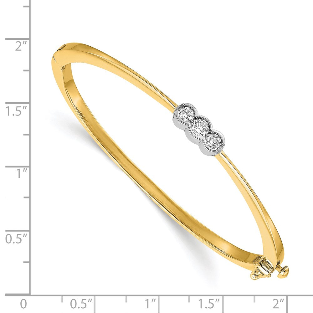 14k Two-tone A Diamond Hinged Bangle