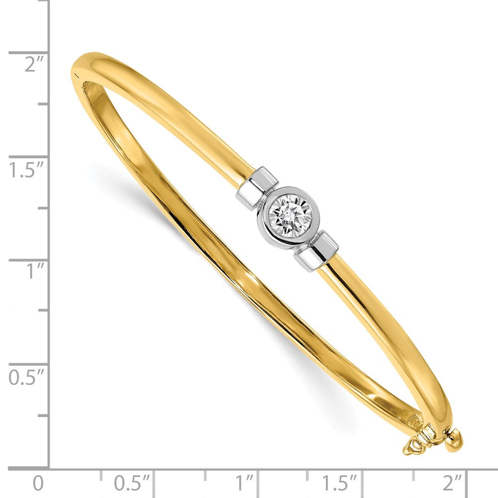 14k Two-tone A Diamond Hinged Bangle
