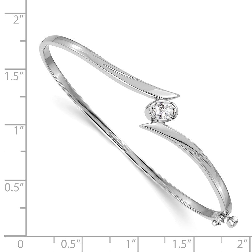 14k White Gold AAA Diamond Hinged Bangle