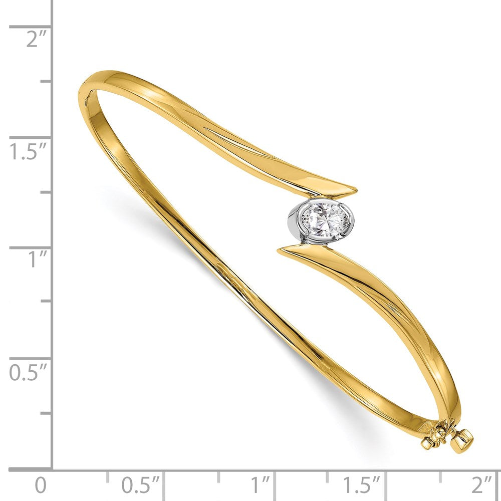 14k Two-tone VS Diamond Hinged Bangle