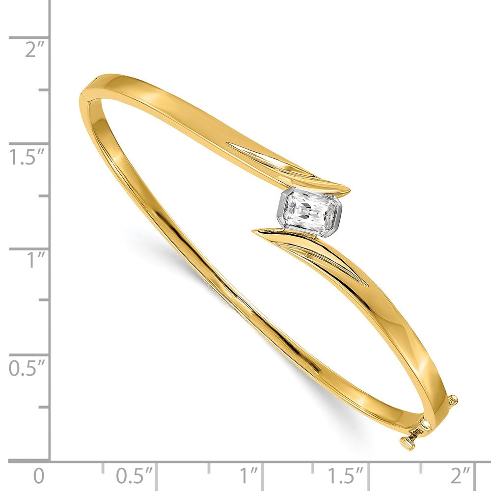 14k Two-tone AAA Diamond Hinged Bangle