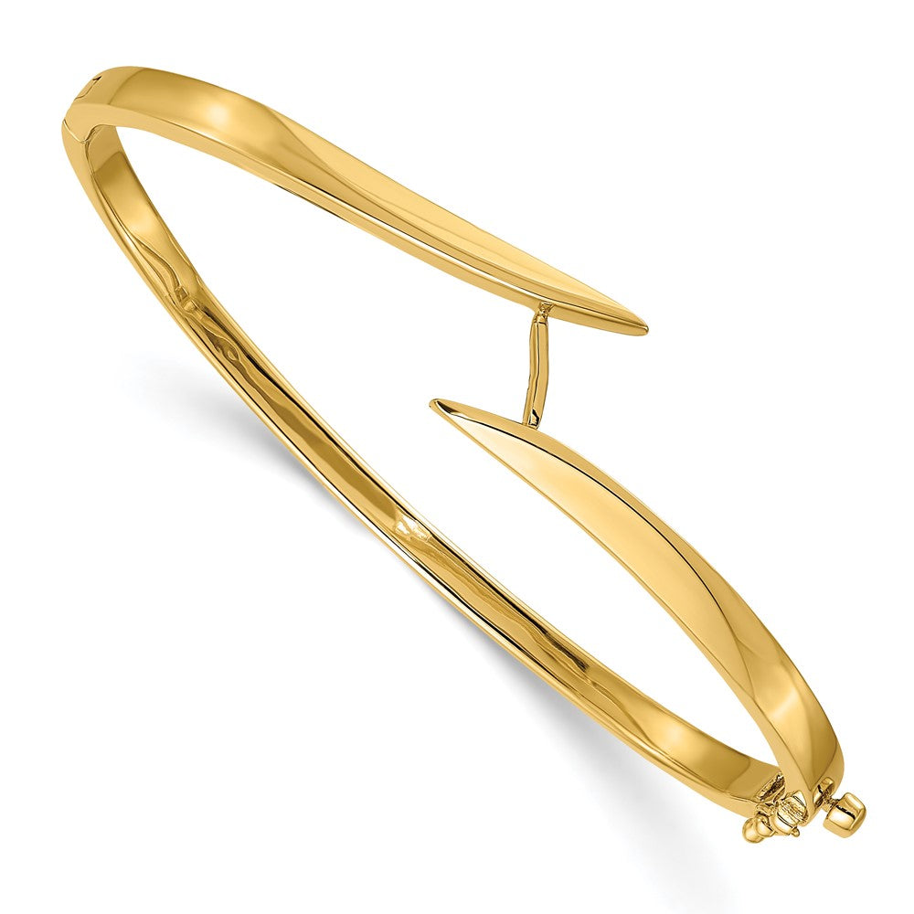 14k Two-tone AAA Diamond Hinged Bangle