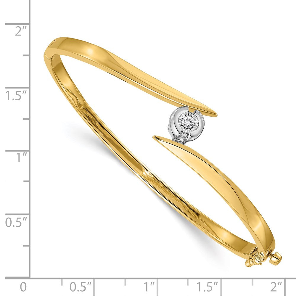 14k Two-tone A Diamond Hinged Bangle