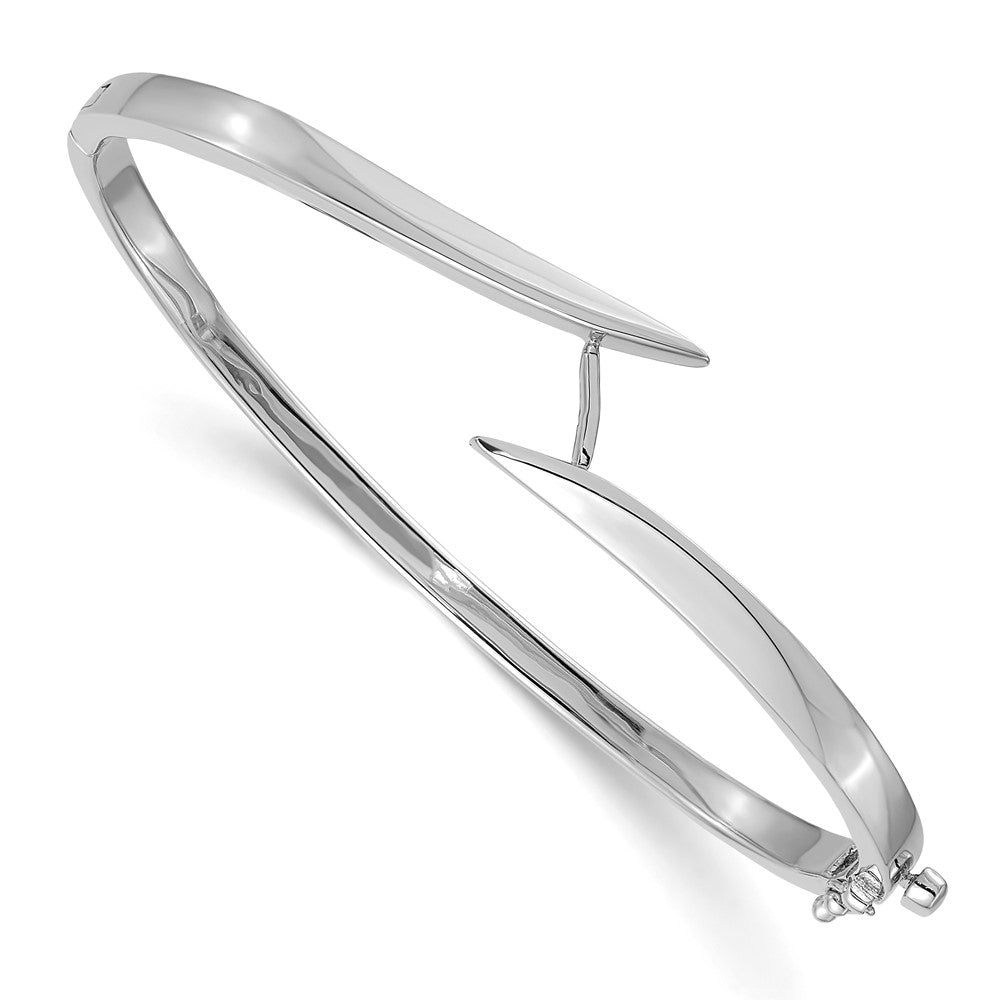 14k White Gold AA Diamond Hinged Bangle