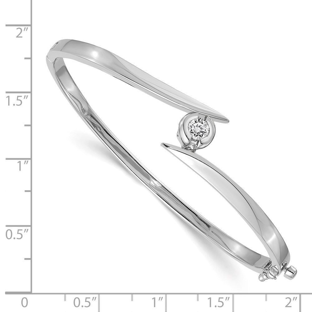 14k White Gold AA Diamond Hinged Bangle