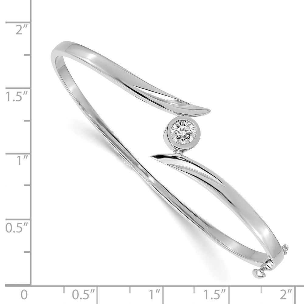 14k White Gold AAA Diamond Hinged Bangle