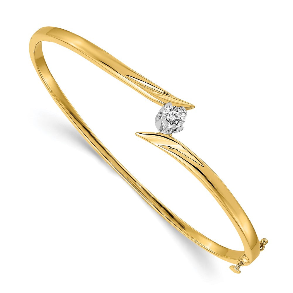 14k Two-tone AAA Diamond Hinged Bangle