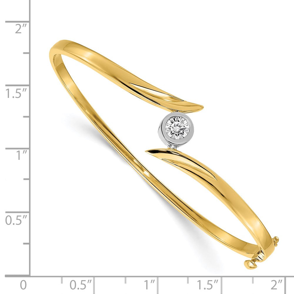 14k Two-tone A Diamond Hinged Bangle
