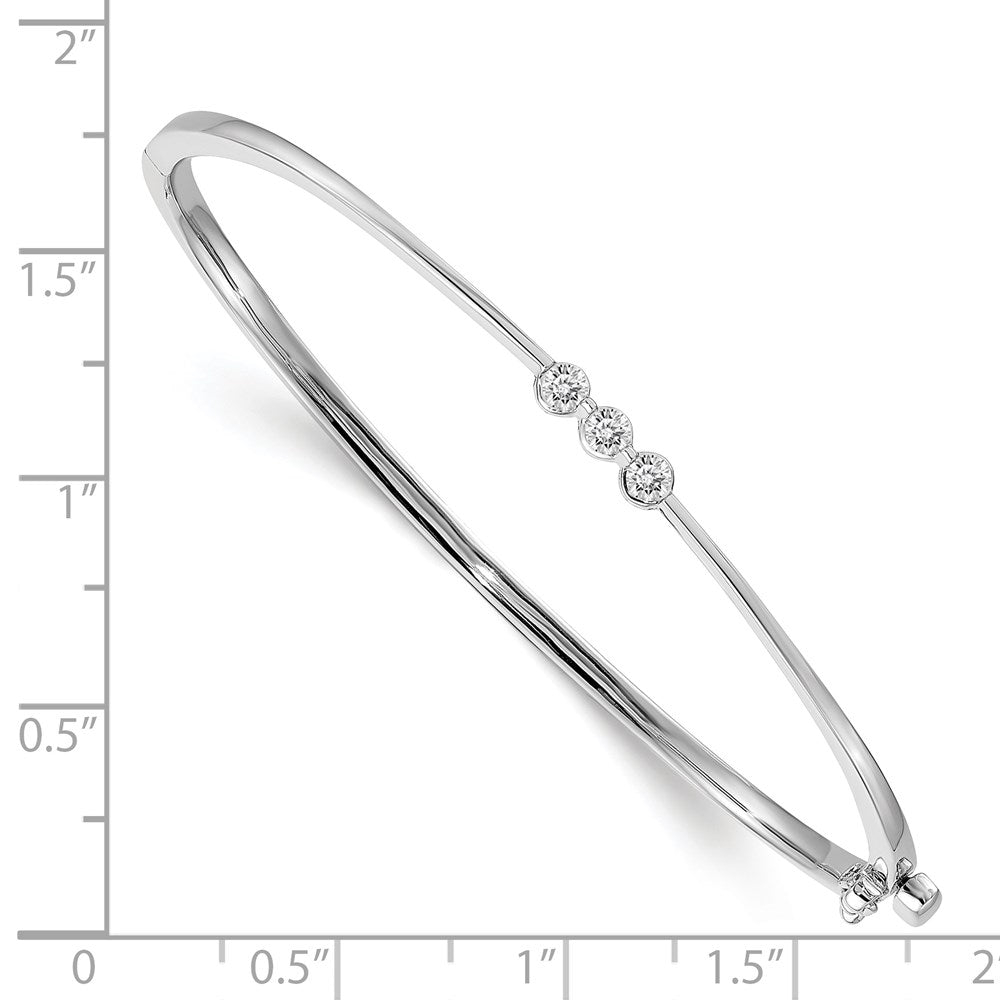 14k White Gold AAA Diamond Hinged Bangle
