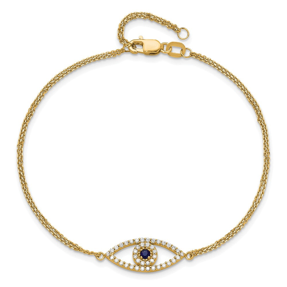 14k A Diamond/Sapphire Evil Eye w/ 1in Ext.Bracelet