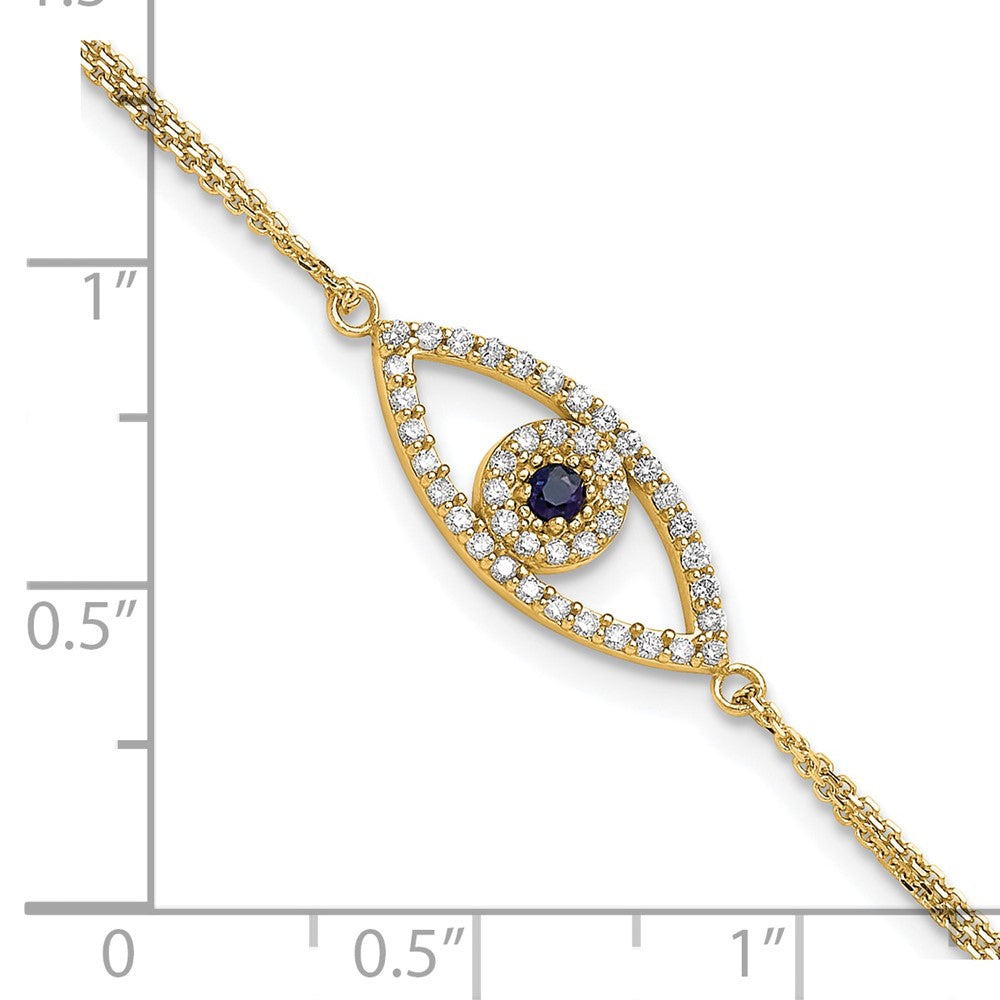 14k A Diamond/Sapphire Evil Eye w/ 1in Ext.Bracelet