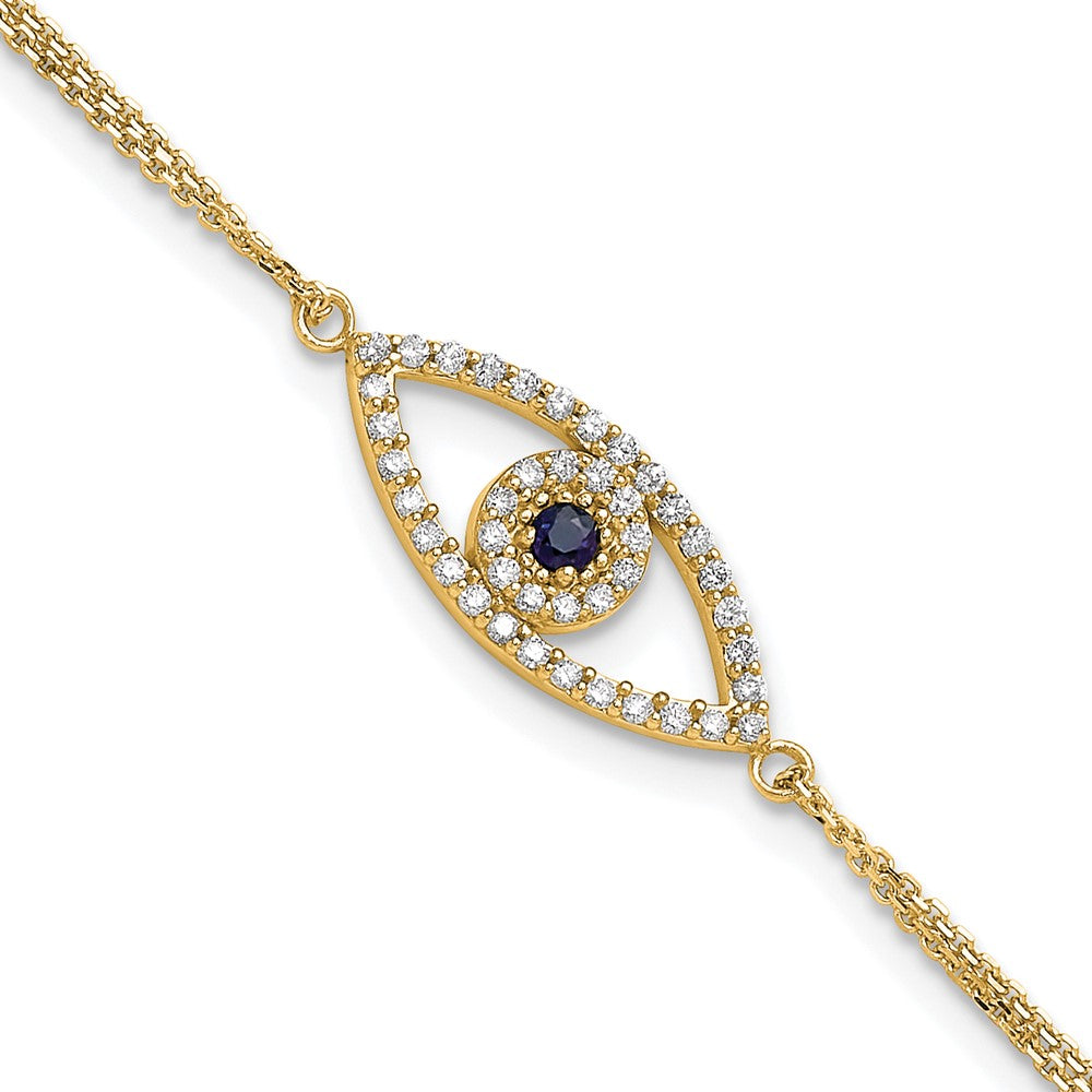 14k A Diamond/Sapphire Evil Eye w/ 1in Ext.Bracelet