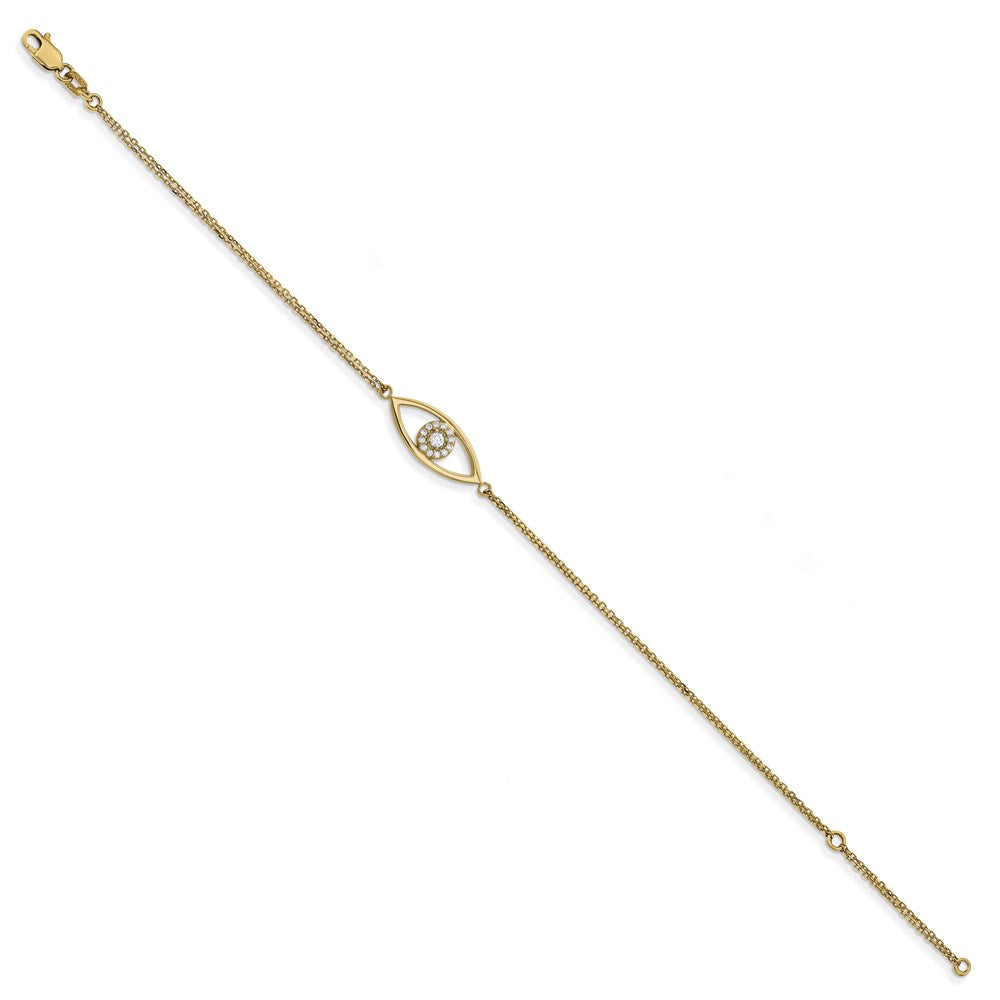 14k AA Diamond Evil Eye 2 Strand w/ 1in Ext.Bracelet