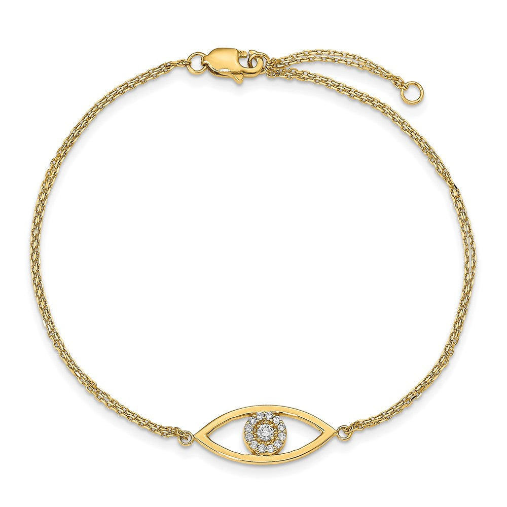 14k VS Diamond Evil Eye w/ 1in Ext. Bracelet