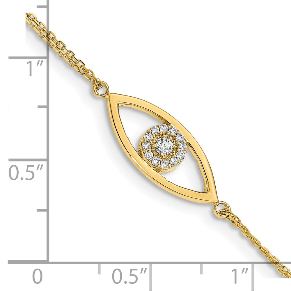 14k A Diamond Evil Eye 2 Strand w/ 1in Ext. Bracelet