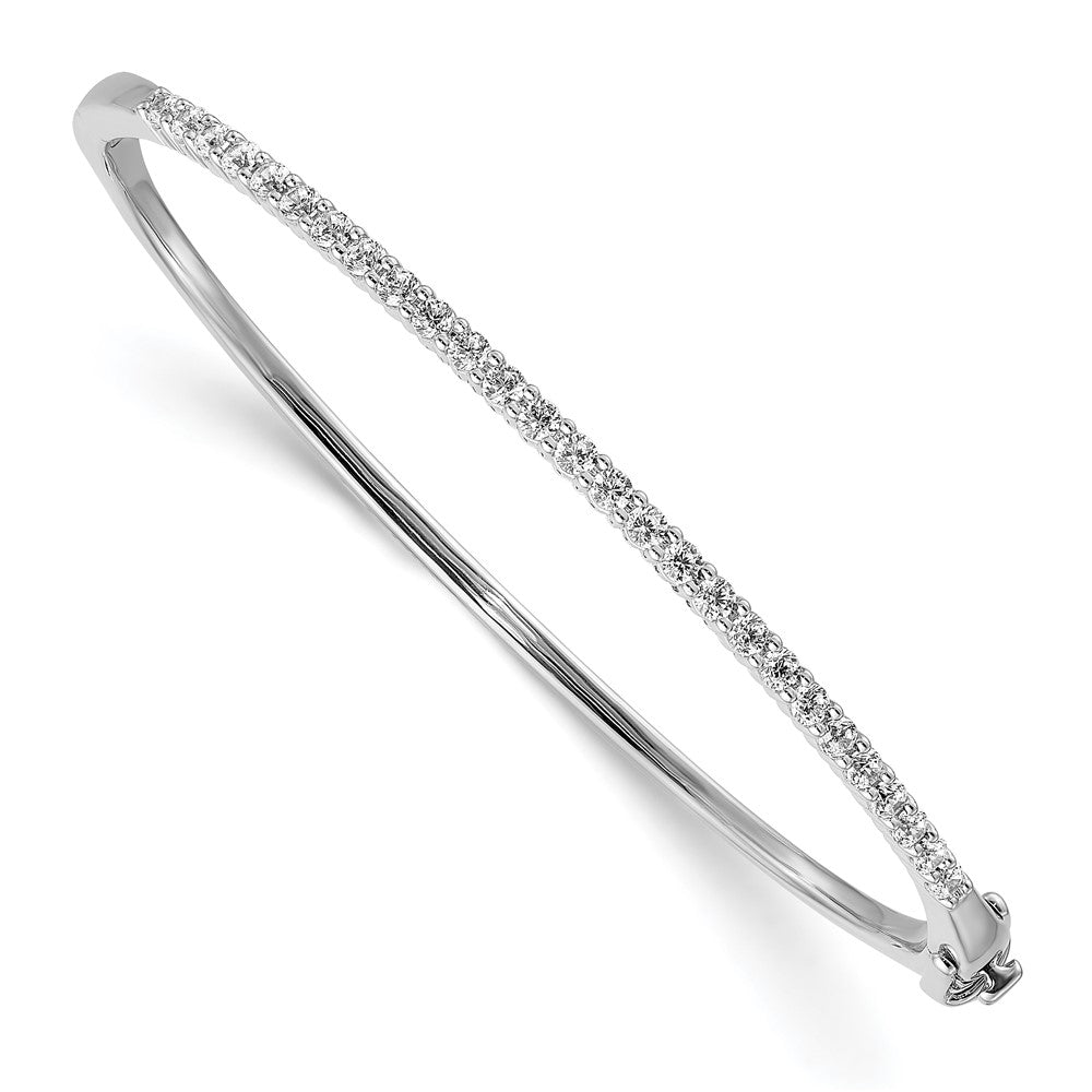 14k White Gold AAA Diamond Hinged Bangle