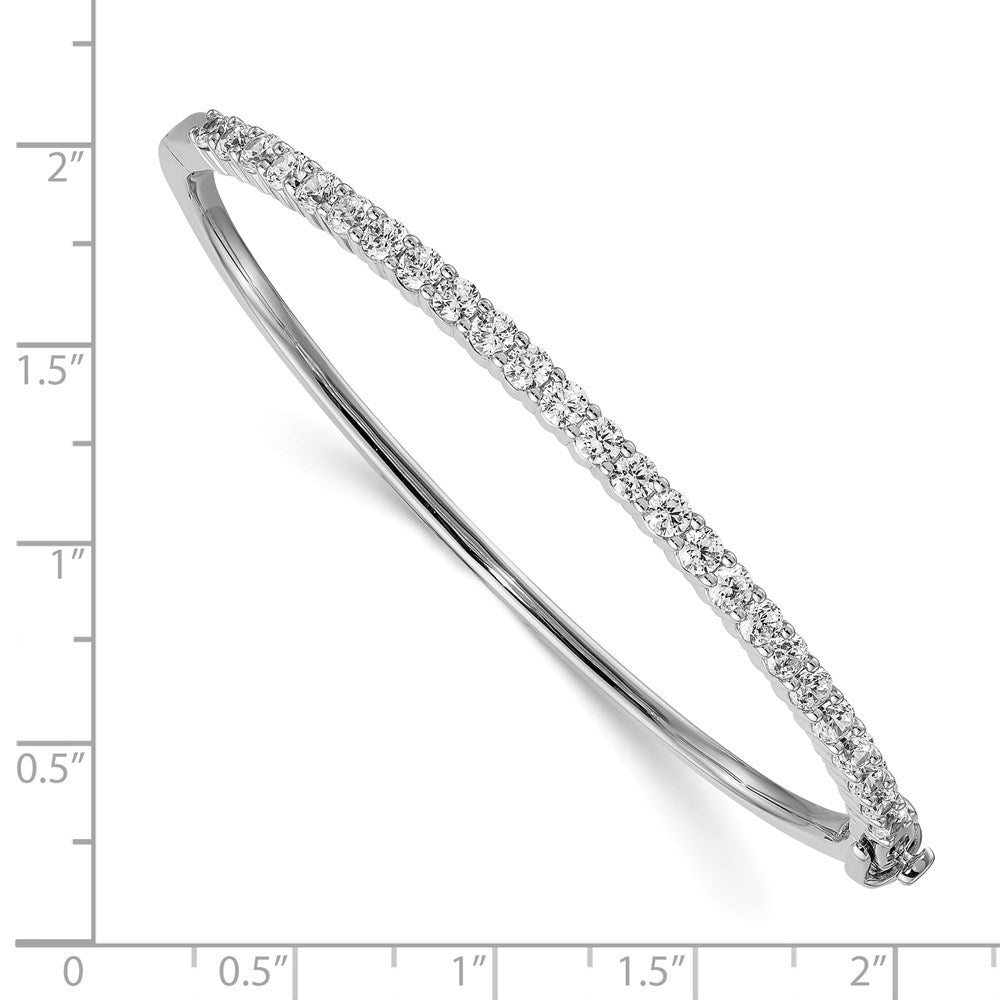 14k White Gold AAA Diamond Hinged Bangle
