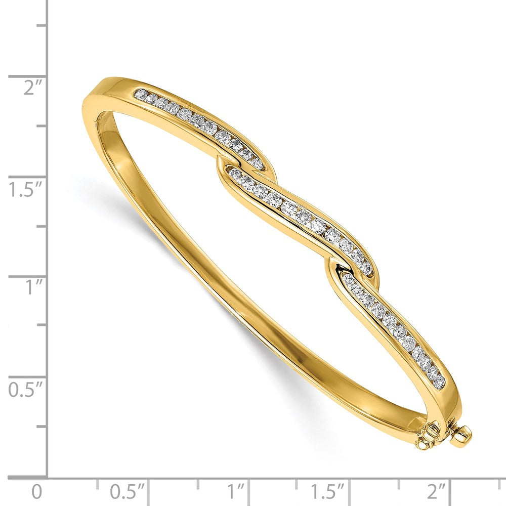 14k AAA Diamond Hinged Bangle
