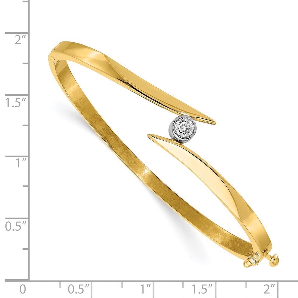 14k Two-tone AAA Diamond Hinged Bangle