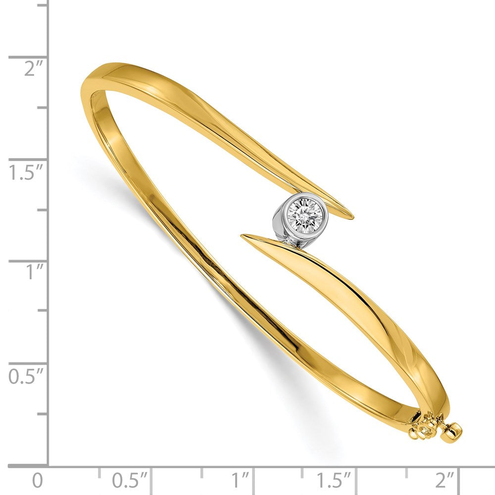 14k Two-tone AAA Diamond Hinged Bangle