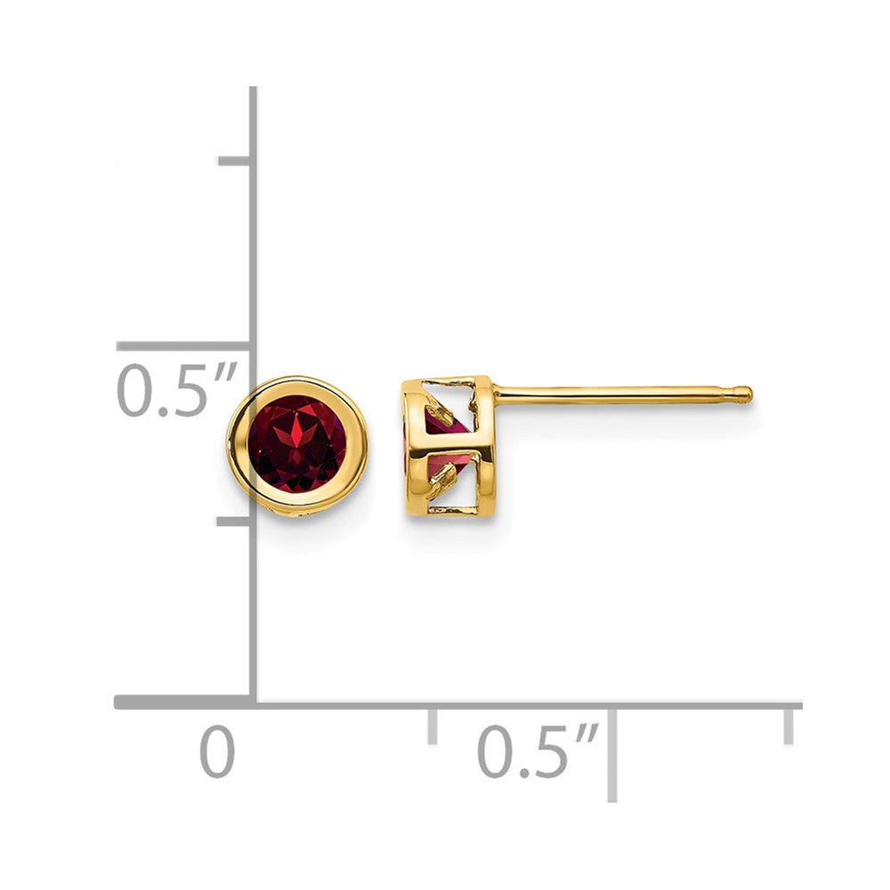 14k 4mm Bezel January/Garnet Post Earrings