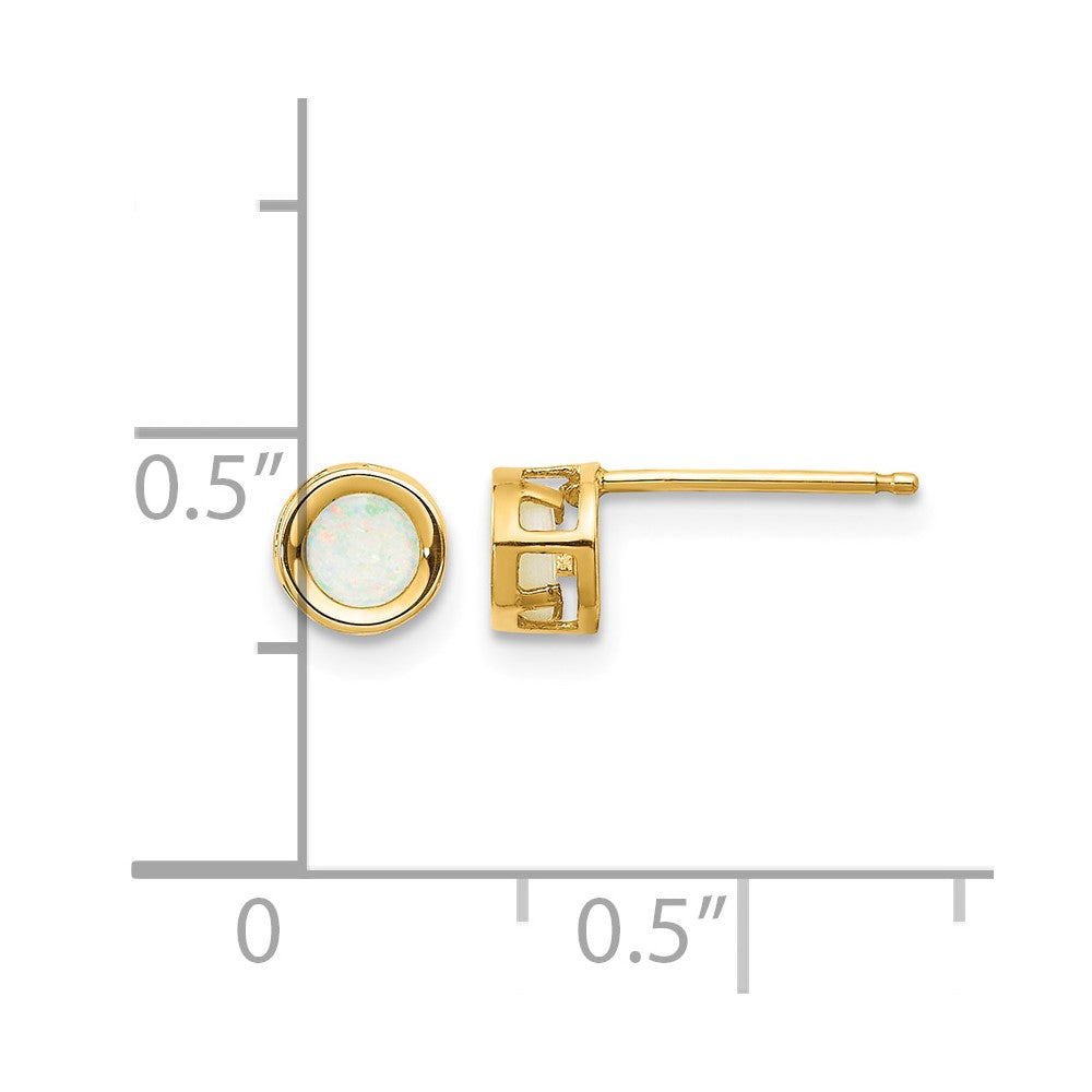 14k 4mm Round Bezel October/Opal Post Earrings