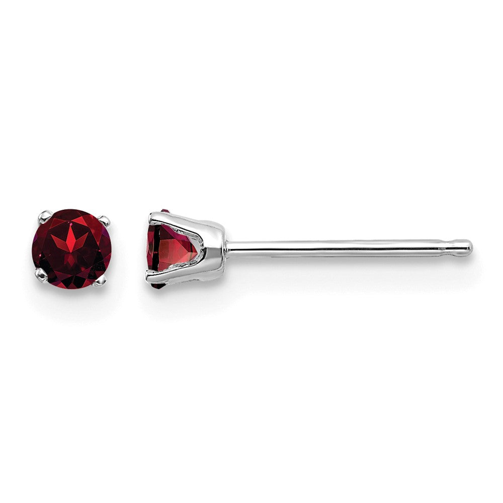 14k White Gold 3mm Garnet Stud Earrings