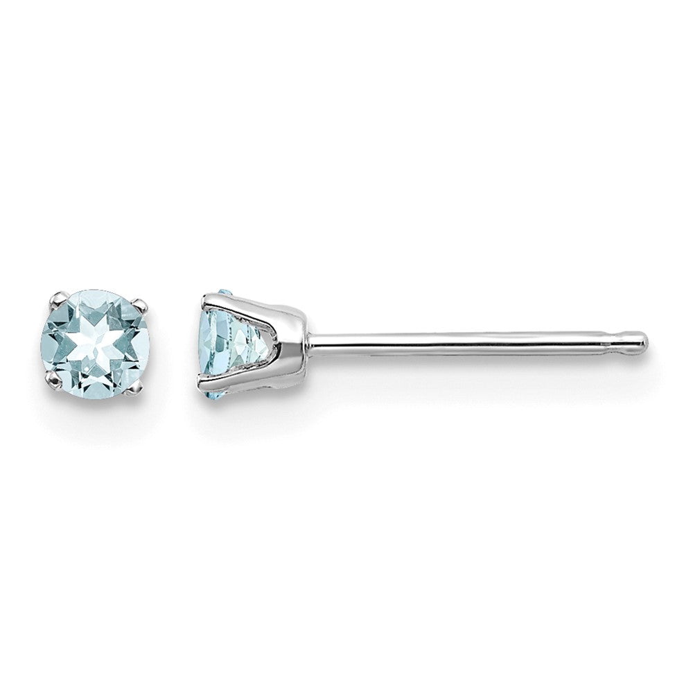 14k White Gold 3mm Aquamarine Stud Earrings