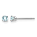 14k White Gold 3mm Aquamarine Stud Earrings
