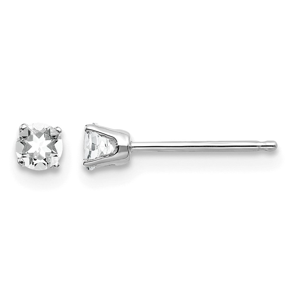 14k White Gold 3mm White Topaz Stud Earrings