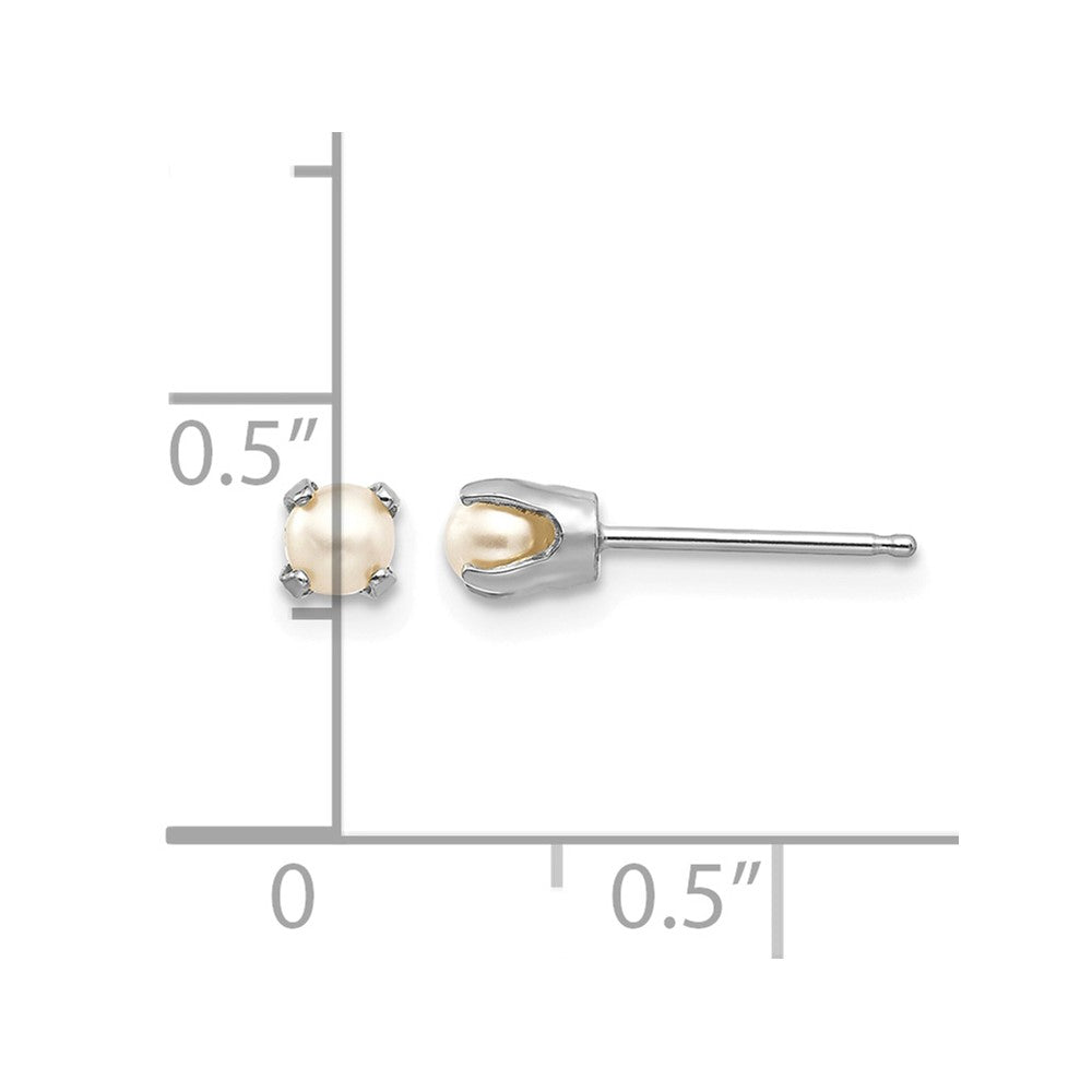 14k White Gold 3.5mm FW Cultured Pearl Stud Earrings